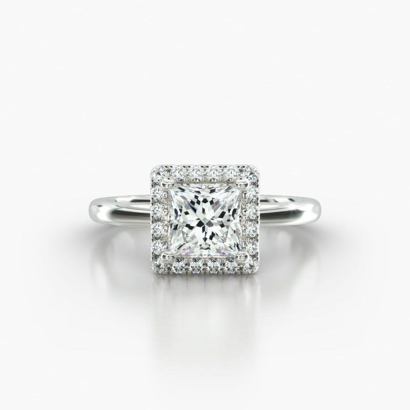 PRINCESS OR CUSHION SOLITAIRE SINGLE ROW PAVE HALO - A
