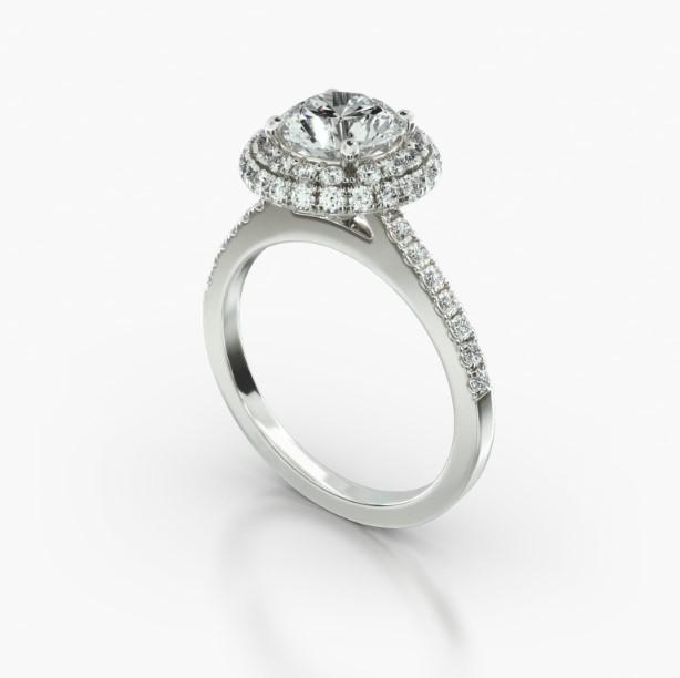 ROUND CATHEDRAL FALLING EDGE PAVE HALO - B