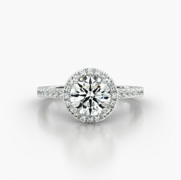 ROUND CATHEDRAL SINGLE ROW PAVE HALO - A