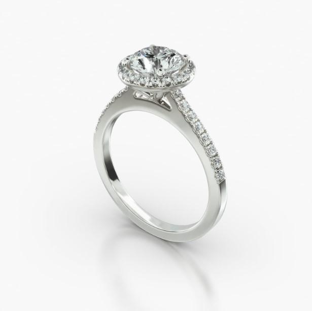 ROUND CATHEDRAL SINGLE ROW PAVE HALO - B