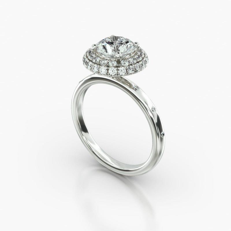 ROUND GYPSY FALLING EDGE PAVE HALO - B