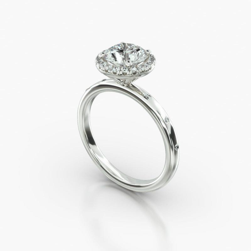 ROUND GYPSY SINGLE ROW PAVE HALO - B