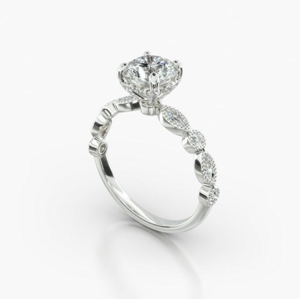 ROUND MARQUISE+ROUND CLASSIC PAVE BASKET - B