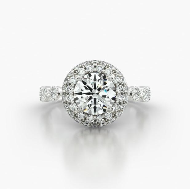 ROUND MARQUISE+ROUND FALLING EDGE PAVE HALO - A