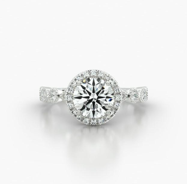 ROUND MARQUISE+ROUND SINGLE ROW PAVE HALO - A