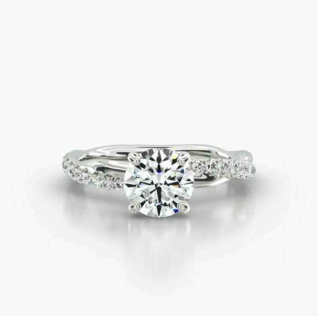 ROUND PAVE TWIST FOUR PRONG - A