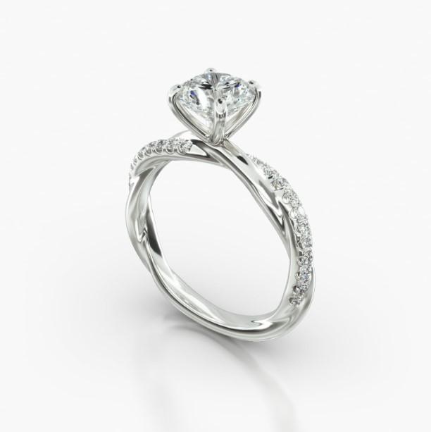 ROUND PAVE TWIST FOUR PRONG - B