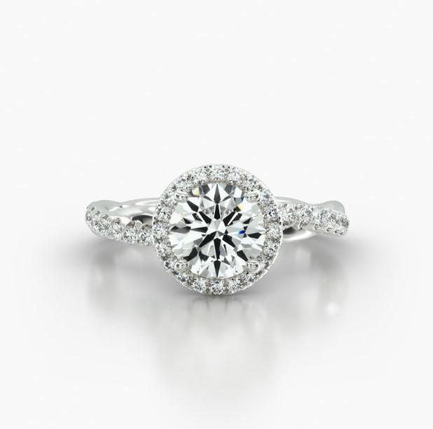 ROUND PAVE TWIST SINGLE ROW PAVE HALO - A