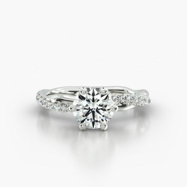 ROUND PAVE TWIST SIX PRONG - A