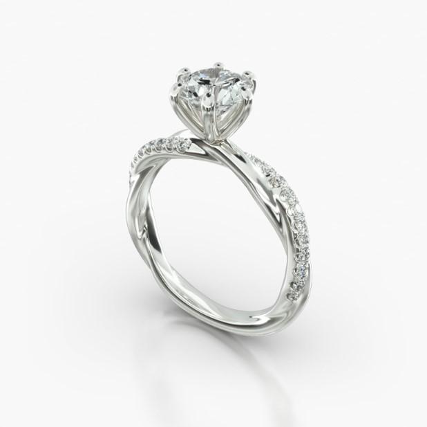 ROUND PAVE TWIST SIX PRONG - B