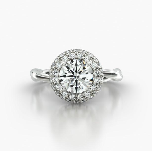 ROUND TWIST FALLING EDGE PAVE HALO - A