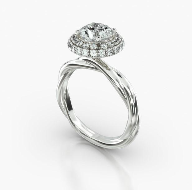 ROUND TWIST FALLING EDGE PAVE HALO - B