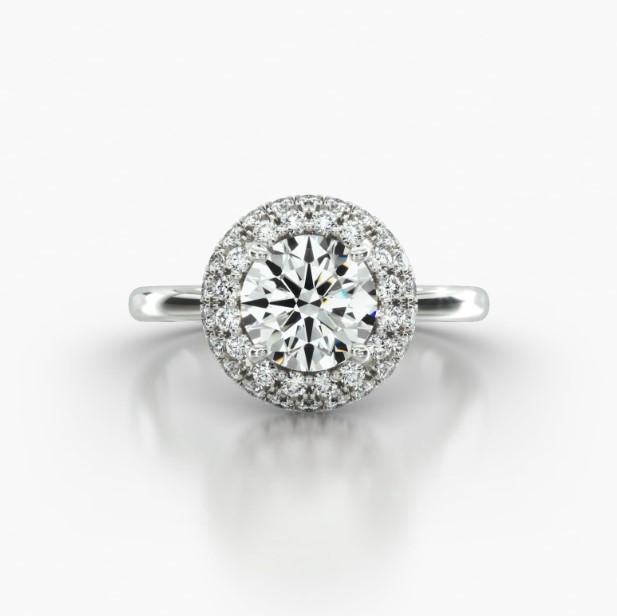 SOLITAIRE FALLING EDGE PAVE HALO-A
