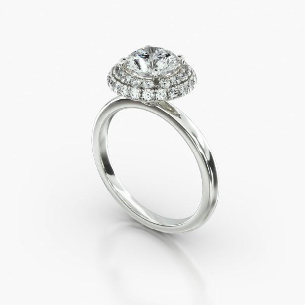 SOLITAIRE FALLING EDGE PAVE HALO-B