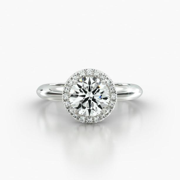 ROUND KNIFE SOLITAIRE SINGLE ROW PAVE HALO-A