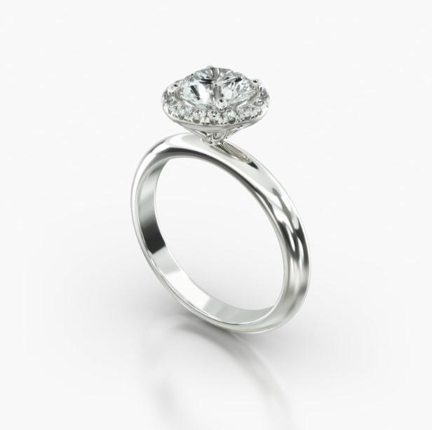 ROUND KNIFE SOLITAIRE SINGLE ROW PAVE HALO-B